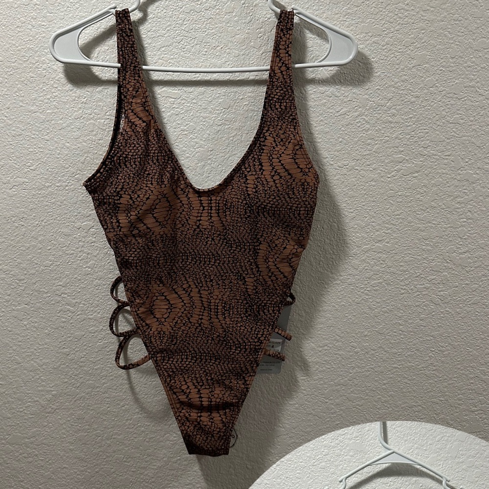 Brown Snakeskin Print Swimsuit
